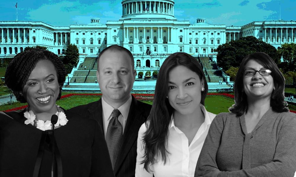 Ayanna Pressley, Jared Polis, Alexandria Ocasio y Rashida Tlaib